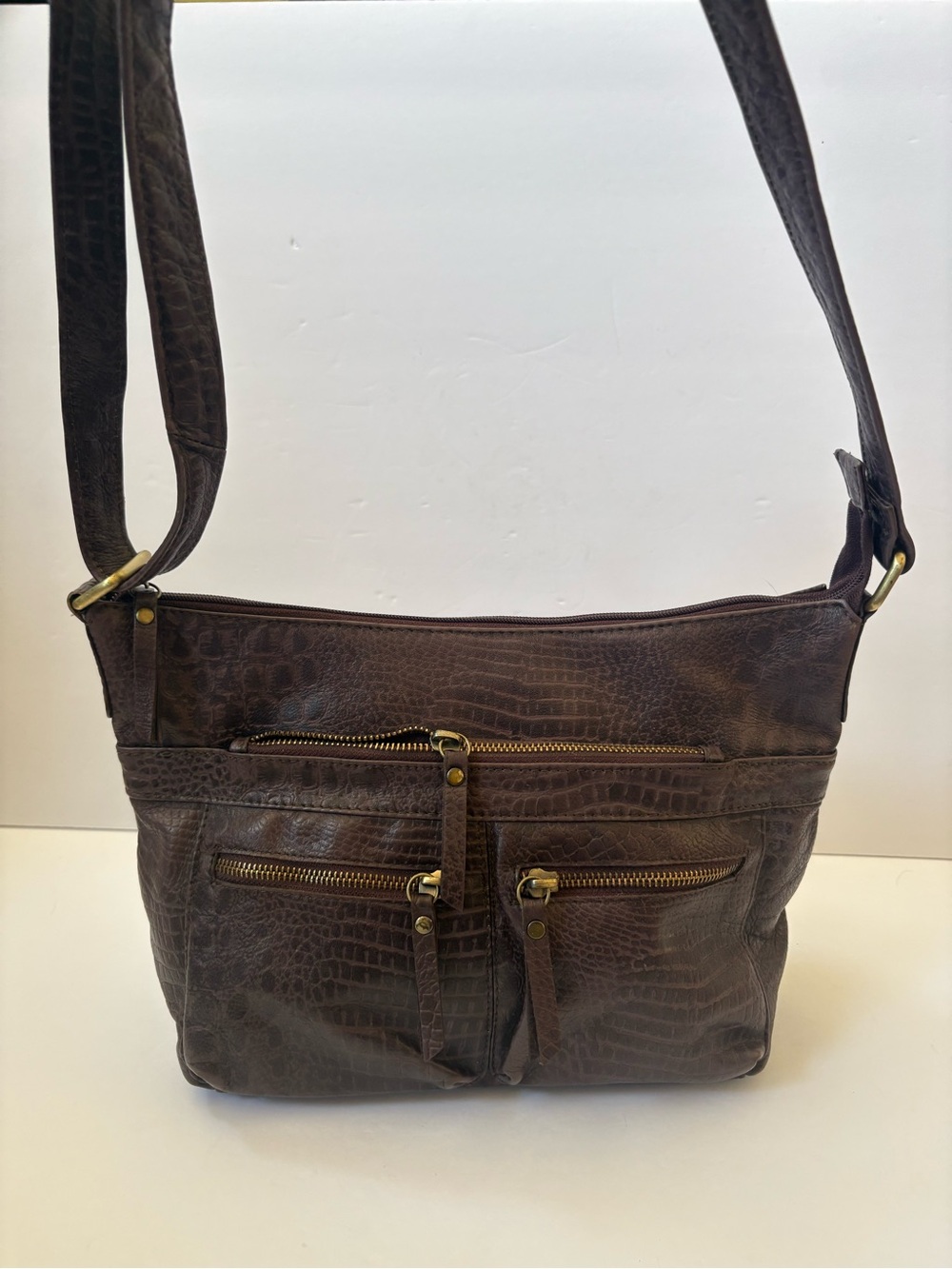 Great American Leather works Bag Purse‎ Brown Snake Crossbody Career Academia